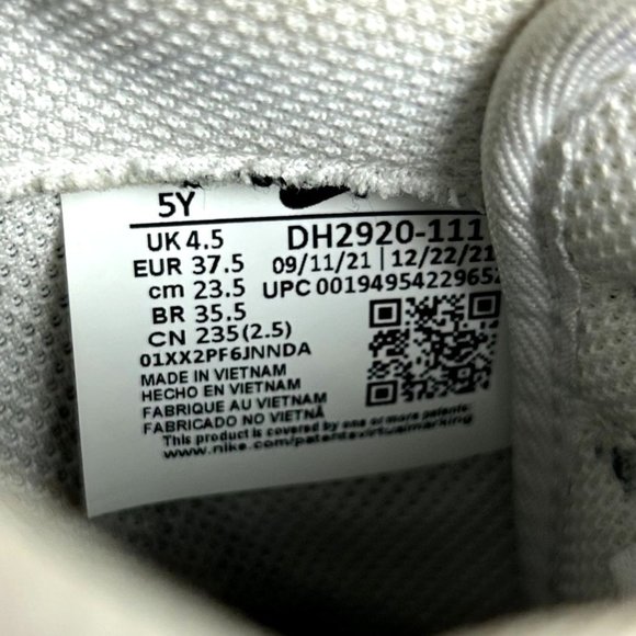 Nike Air Force 1 Leather Athletic Shoes Youth 5Y Womens 6.5 White DH2920-111 - Picture 9 of 10